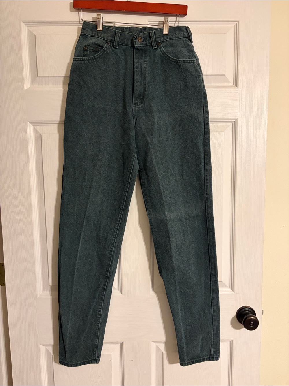 Lee Straight-Leg High-Rise Jeans in Teal Green